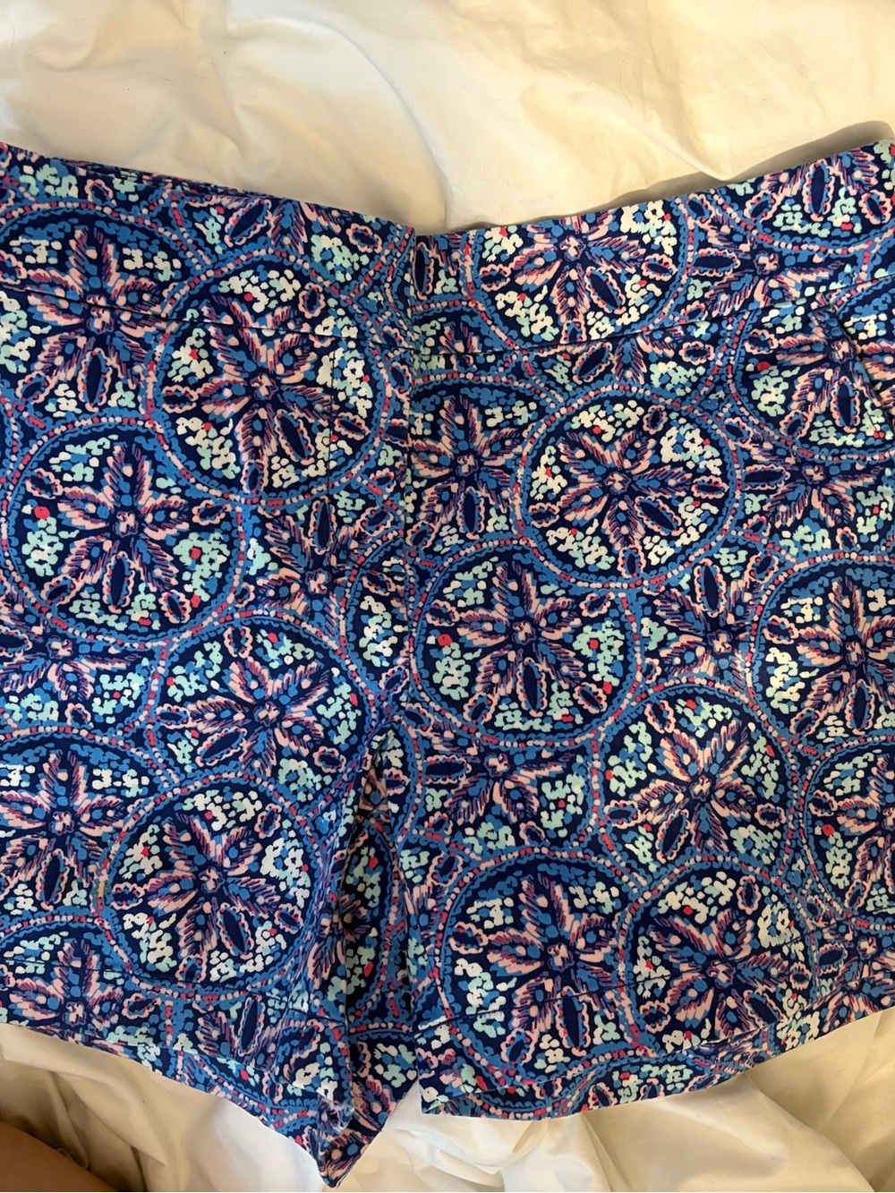 Vineyard Vines Blue & Pink Medallion Print High-Waist Shorts